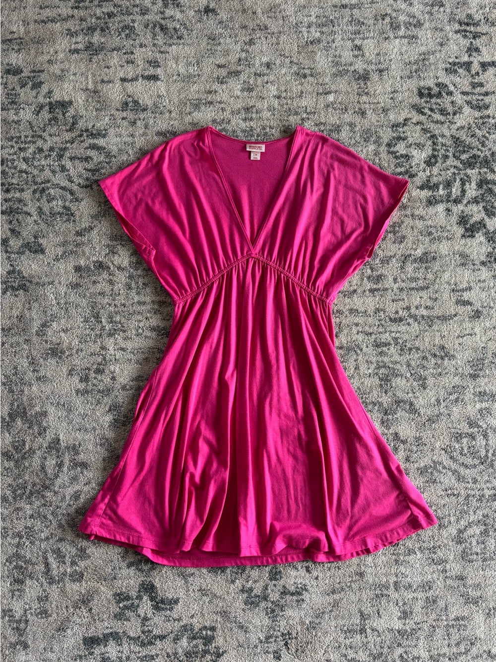 Women's Fuchsia V-Neck Fit & Flare Dress/Swim Cover